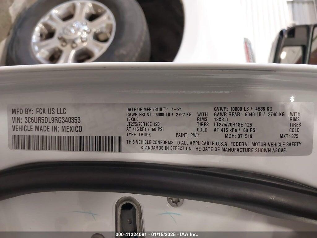 3C6UR5DL9RG340353 2024 RAM 2500 photo no. 9