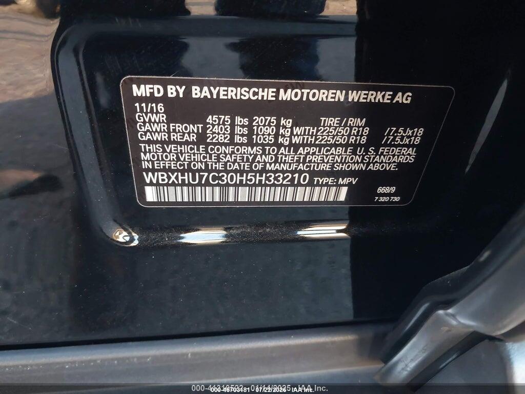 WBXHU7C30H5H33210 2017 BMW X1 photo no. 9