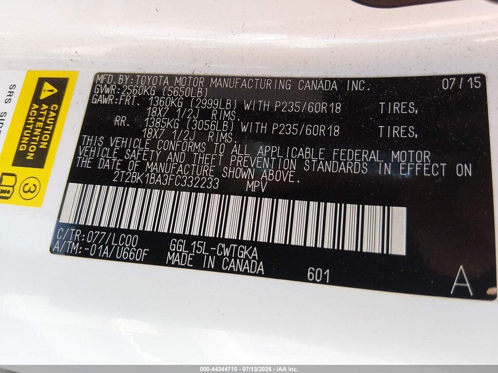 2T2BK1BA3FC332233 2015 LEXUS RX 350 photo no. 9