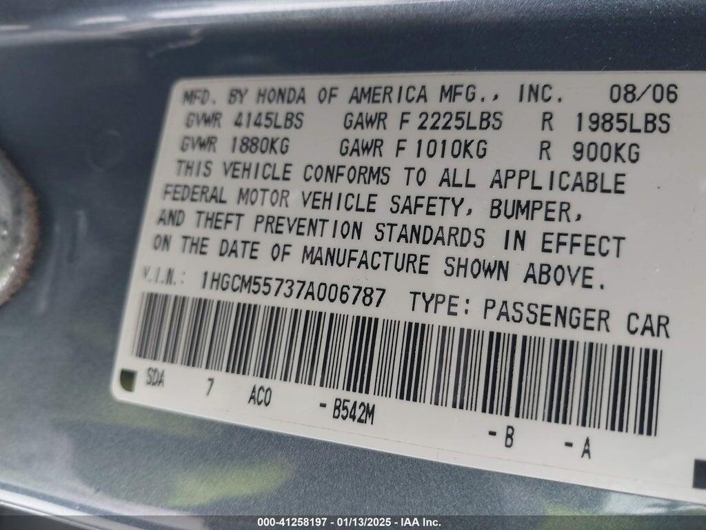 1HGCM55737A006787 2007 HONDA ACCORD photo no. 9