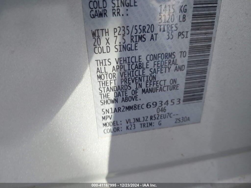 5N1AR2MM8EC693453 2014 NISSAN PATHFINDER photo no. 9