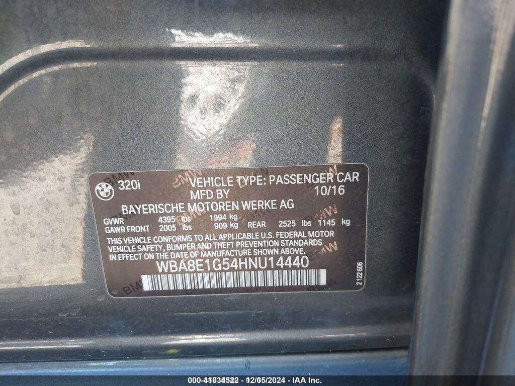 WBA8E1G54HNU14440 2017 BMW 320I photo no. 9