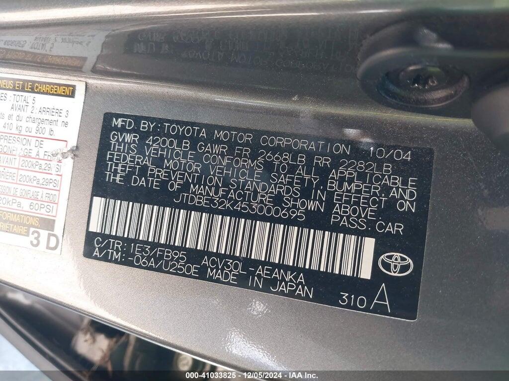 JTDBE32K453000695 2005 TOYOTA CAMRY photo no. 9