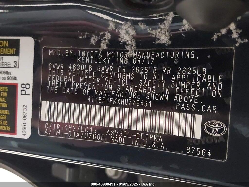 4T1BF1FKXHU779431 2017 TOYOTA CAMRY photo no. 9