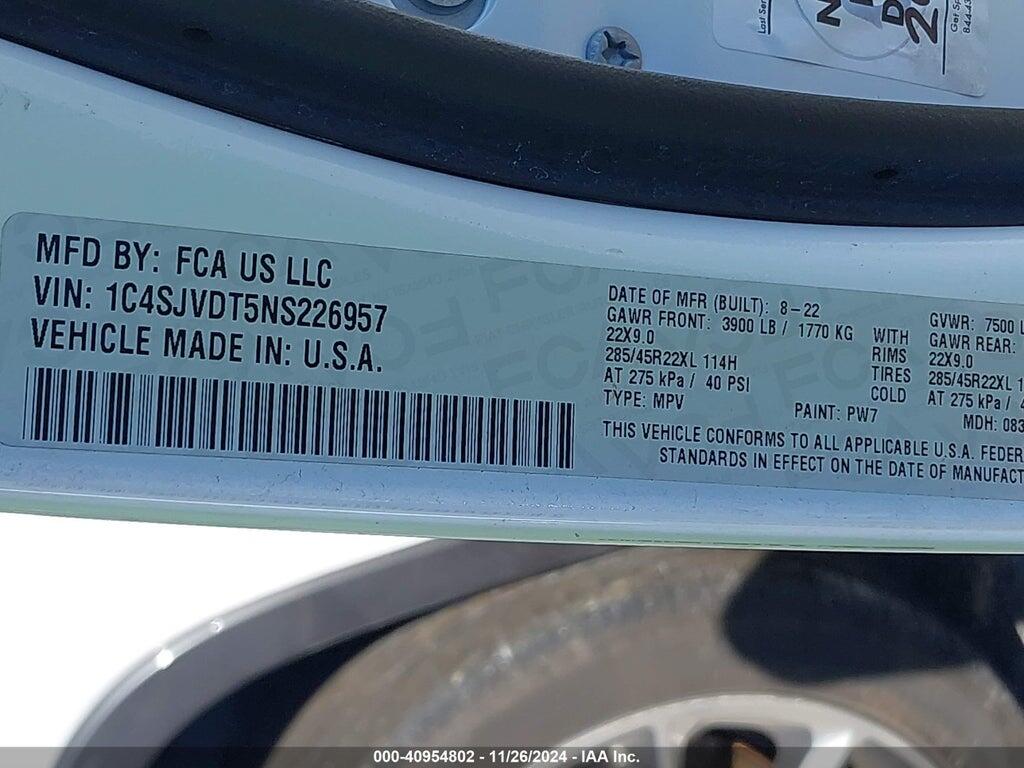 1C4SJVDT5NS226957 2022 JEEP WAGONEER photo no. 9