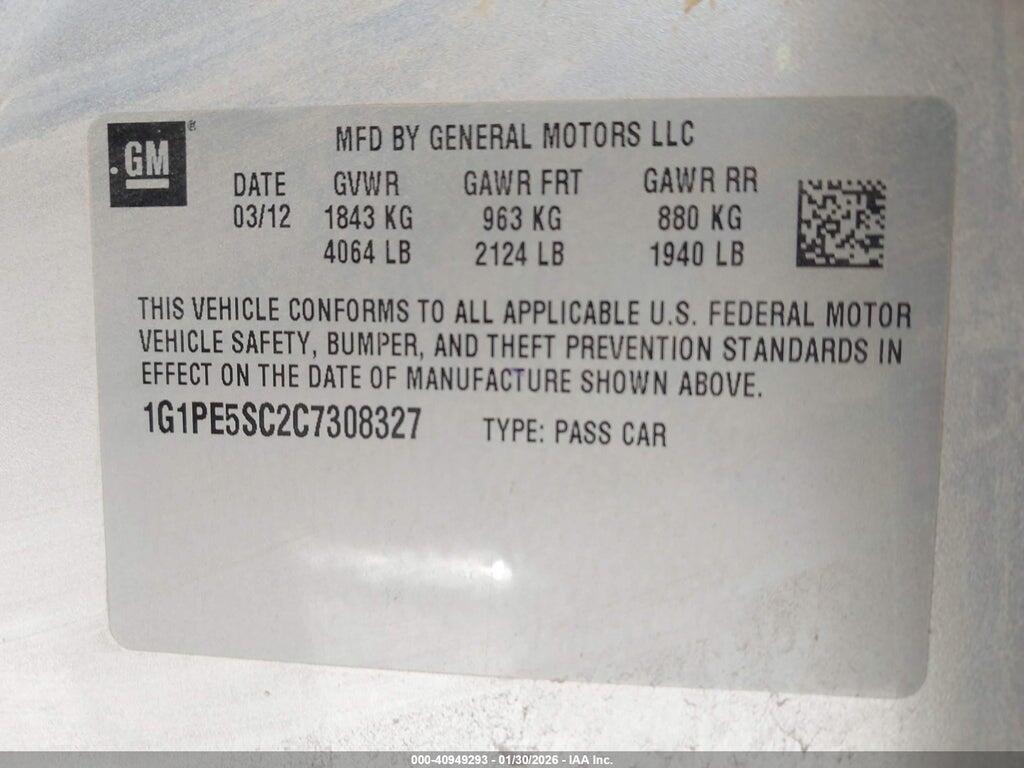 1G1PE5SC2C7308327 2012 CHEVROLET CRUZE photo no. 9