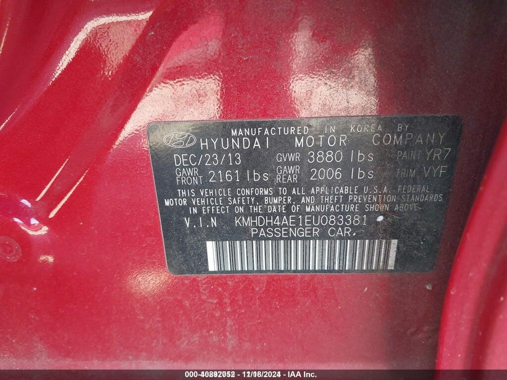 KMHDH4AE1EU083381 2014 HYUNDAI ELANTRA photo no. 9