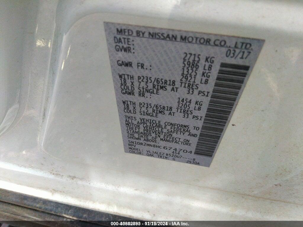 5N1DR2MN8HC674704 2017 NISSAN PATHFINDER photo no. 9