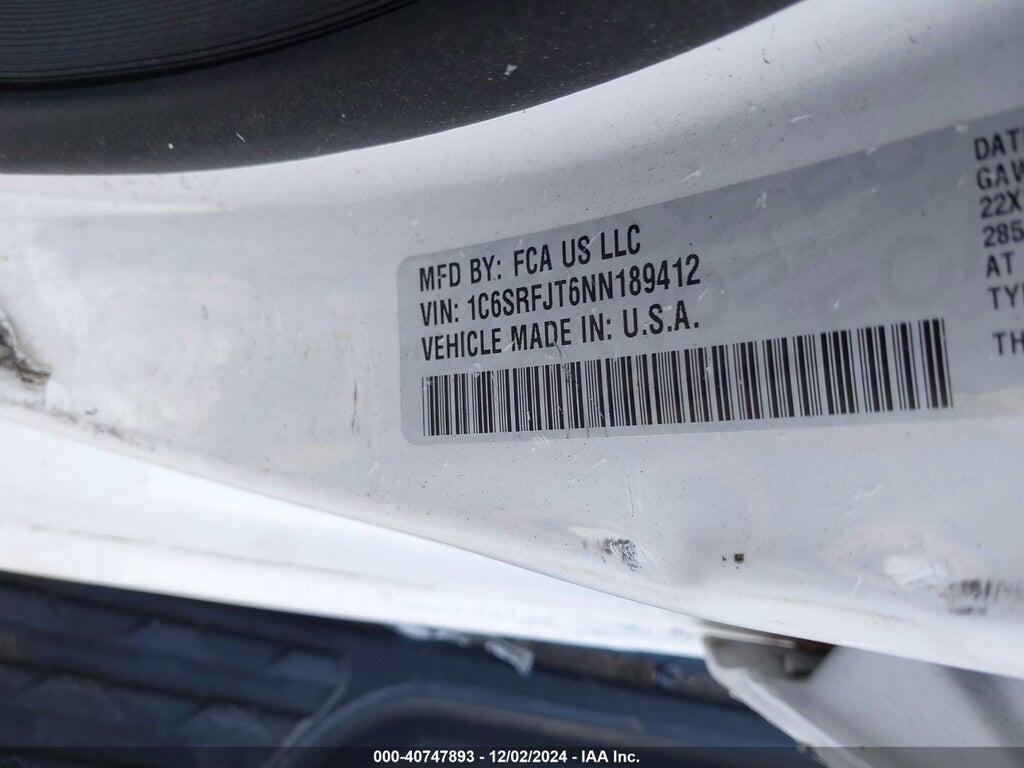 1C6SRFJT6NN189412 2022 RAM 1500 photo no. 9