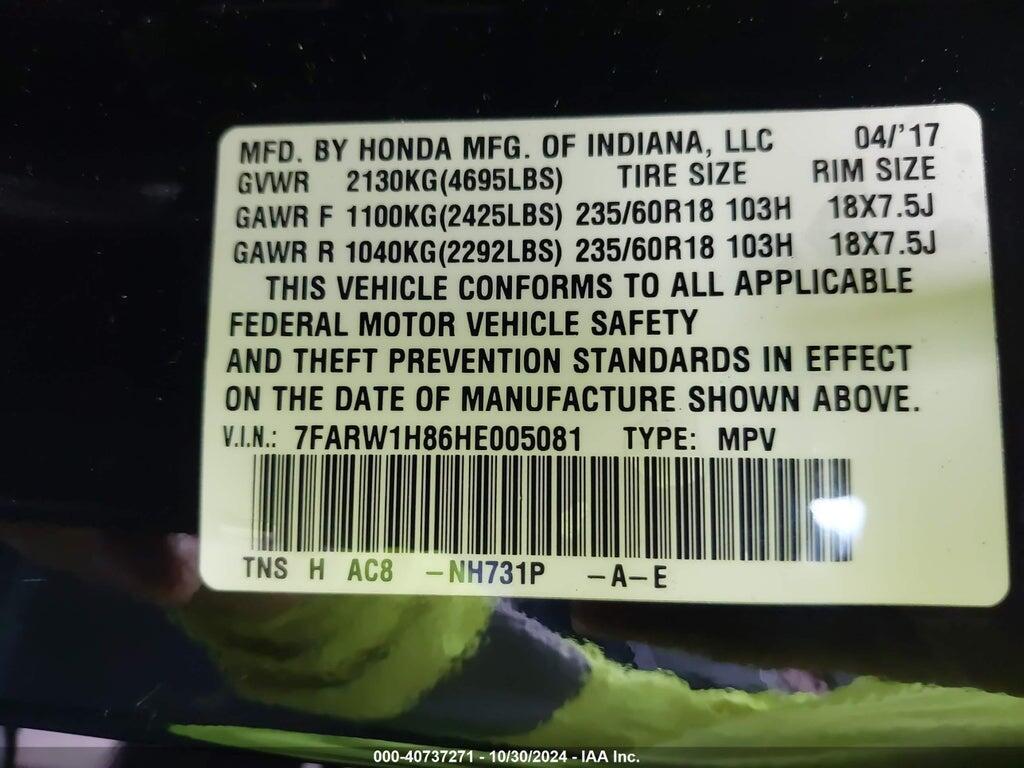 7FARW1H86HE005081 2017 HONDA CR-V photo no. 9
