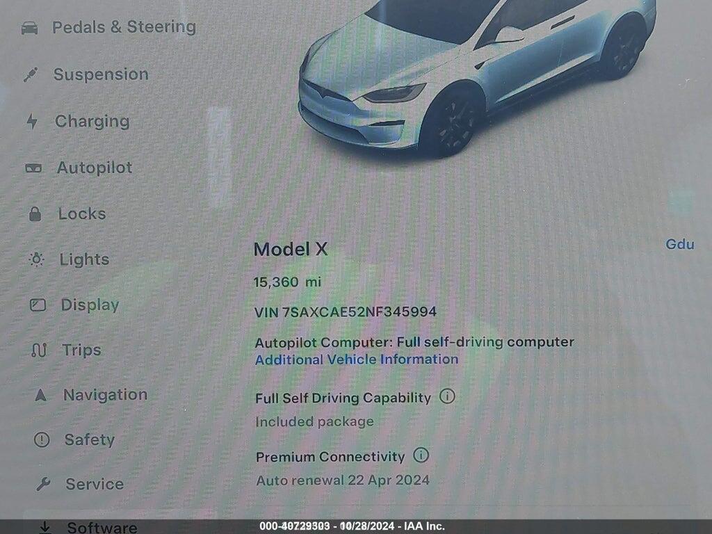 7SAXCAE52NF345994 2022 TESLA MODEL X photo no. 7