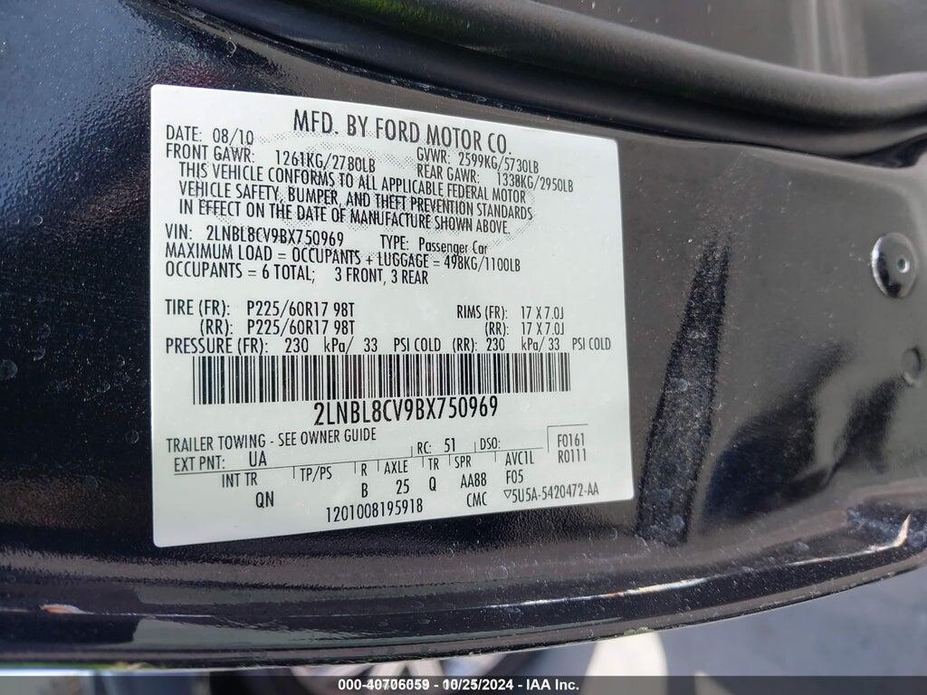 2LNBL8CV9BX750969 2011 LINCOLN TOWN CAR photo no. 9