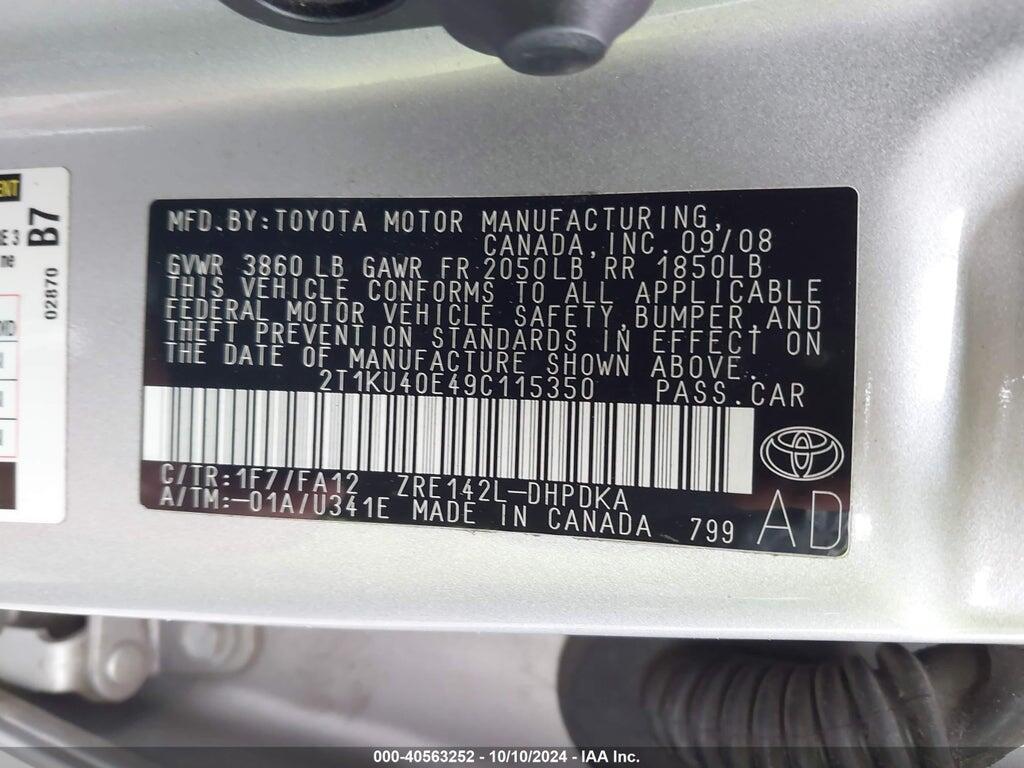 2T1KU40E49C115350 2009 TOYOTA MATRIX photo no. 9