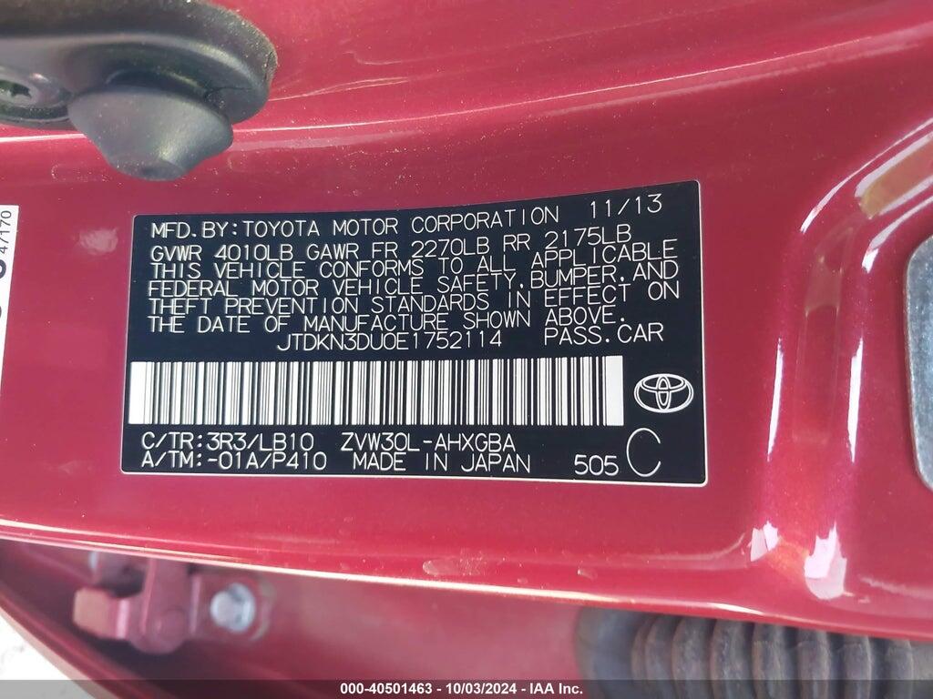 JTDKN3DU0E1752114 2014 TOYOTA PRIUS photo no. 9