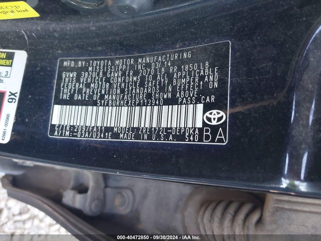 5YFBURHEXEP113940 2014 TOYOTA COROLLA photo no. 9