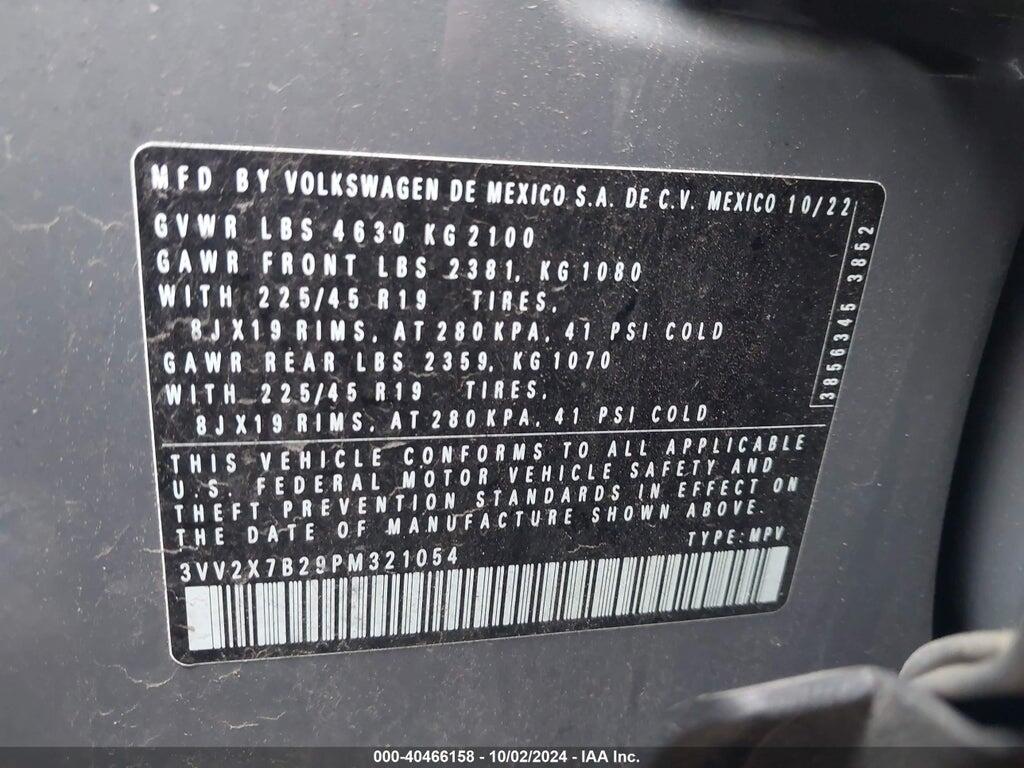 3VV2X7B29PM321054 2023 VOLKSWAGEN TAOS photo no. 9