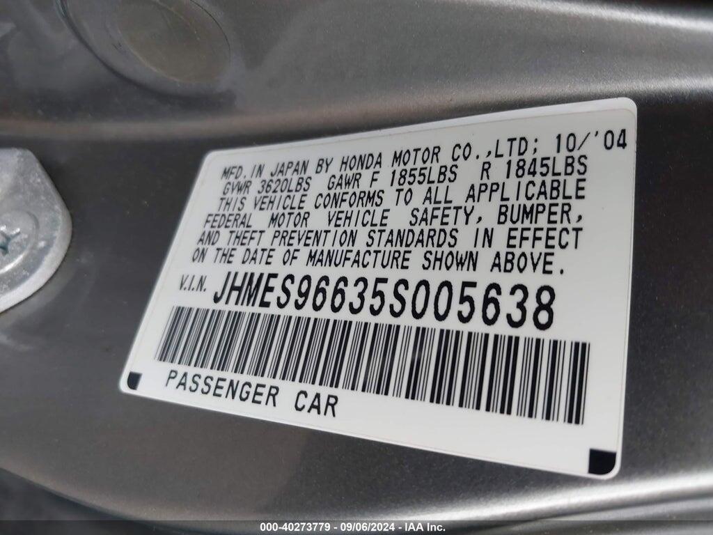 JHMES96635S005638 2005 HONDA CIVIC HYBRID photo no. 9