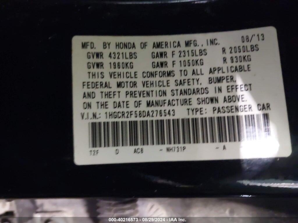 1HGCR2F58DA276543 2013 HONDA ACCORD photo no. 9