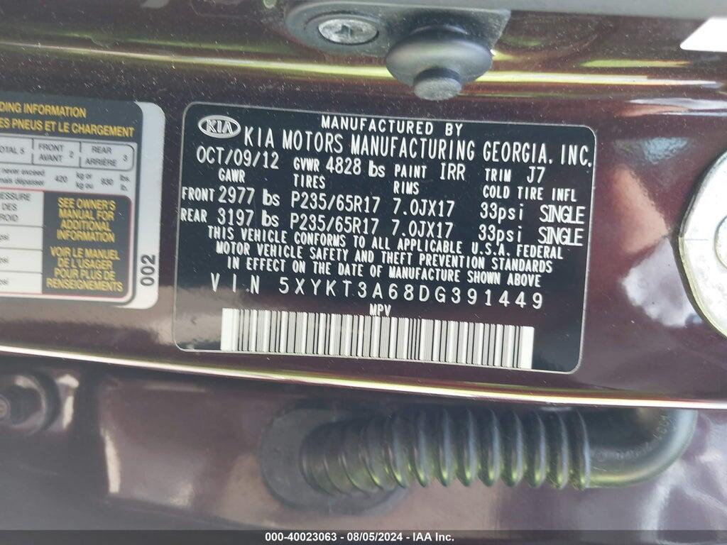 5XYKT3A68DG391449 2013 KIA SORENTO photo no. 9