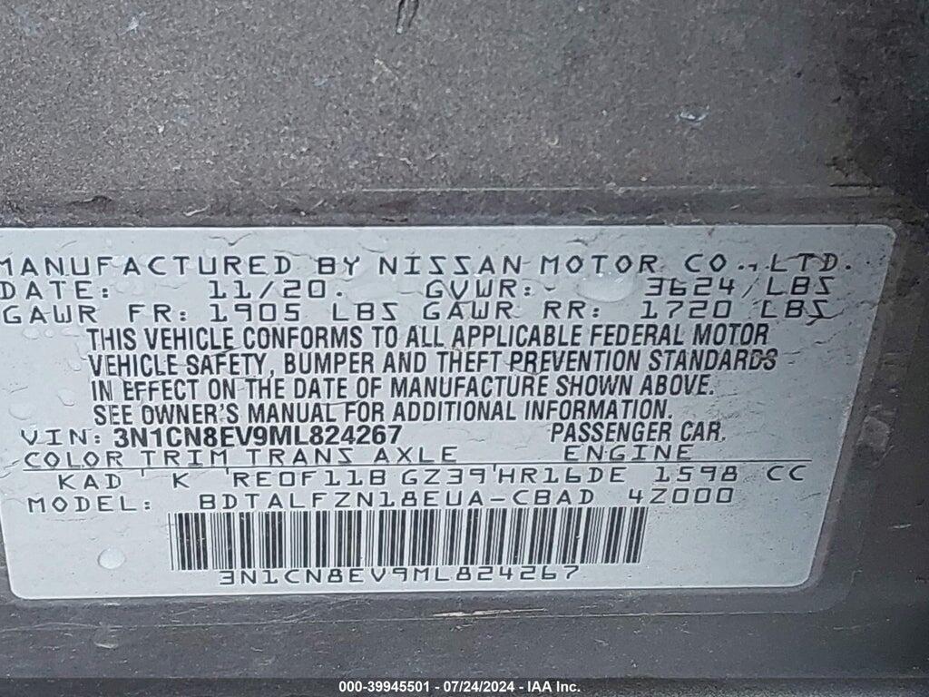 3N1CN8EV9ML824267 2021 NISSAN VERSA photo no. 9