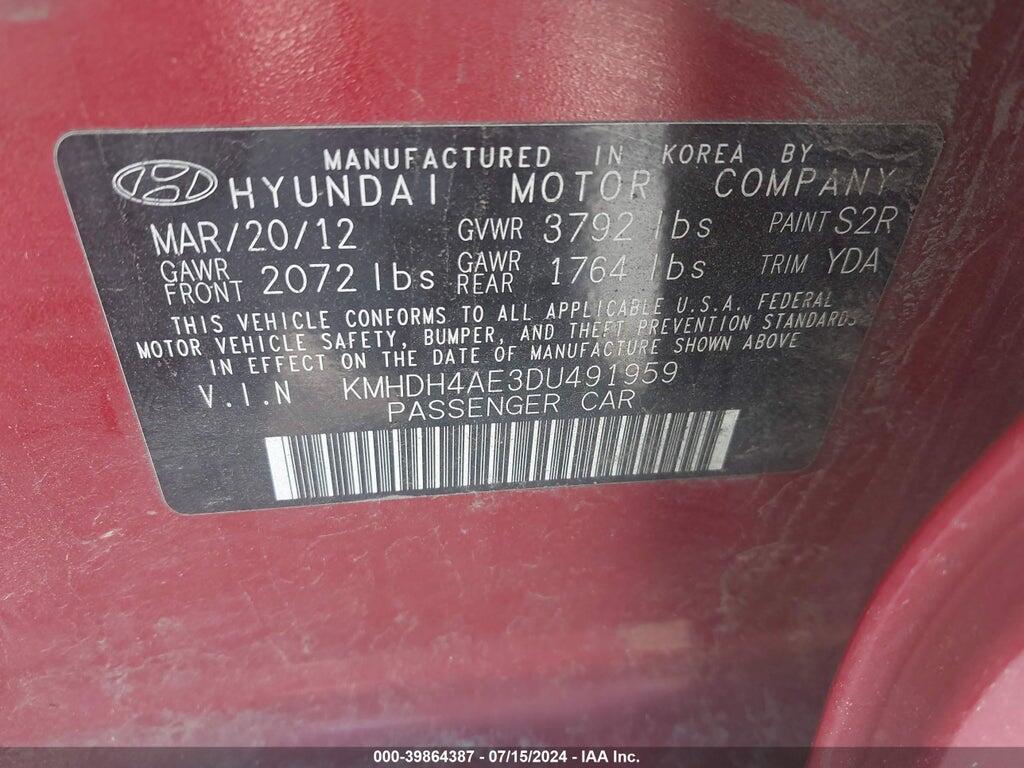 KMHDH4AE3DU491959 2013 HYUNDAI ELANTRA photo no. 9