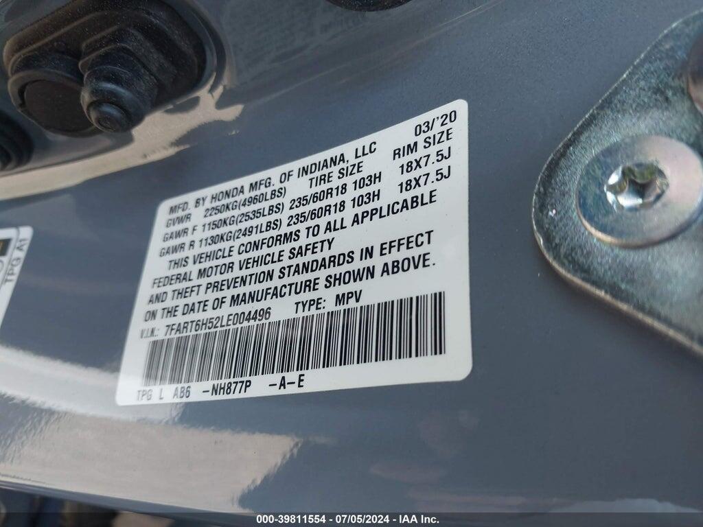 7FART6H52LE004496 2020 HONDA CR-V photo no. 9