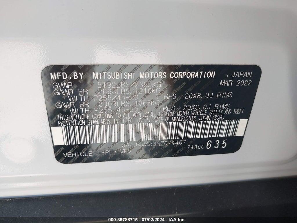 JA4J4VA83NZ074407 2022 MITSUBISHI OUTLANDER photo no. 9