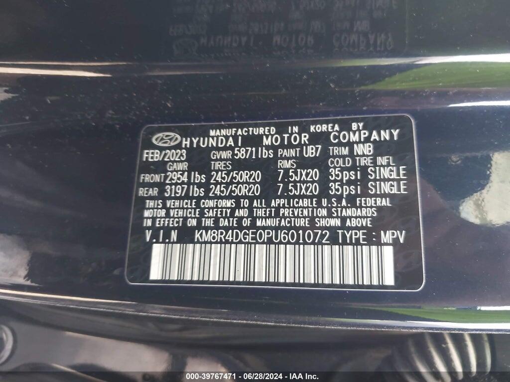 KM8R4DGE0PU601072 2023 HYUNDAI PALISADE photo no. 9