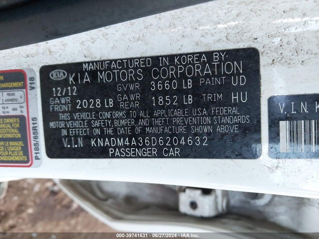 KNADM4A36D6204632 2013 KIA RIO photo no. 9