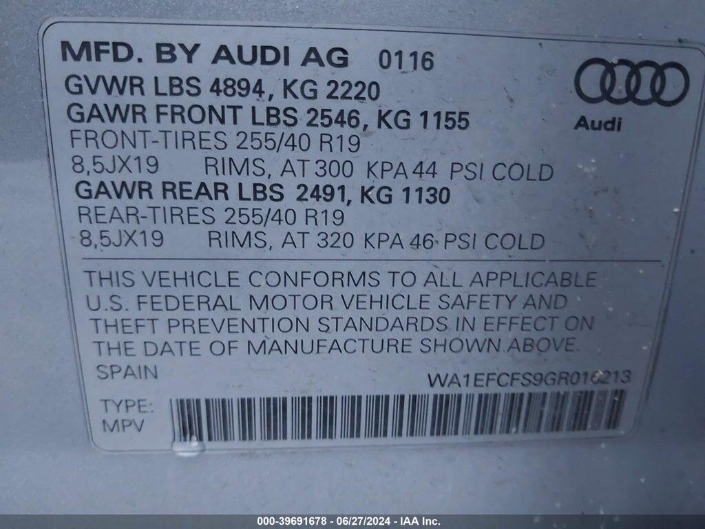 WA1EFCFS9GR016213 2016 AUDI Q3 photo no. 9