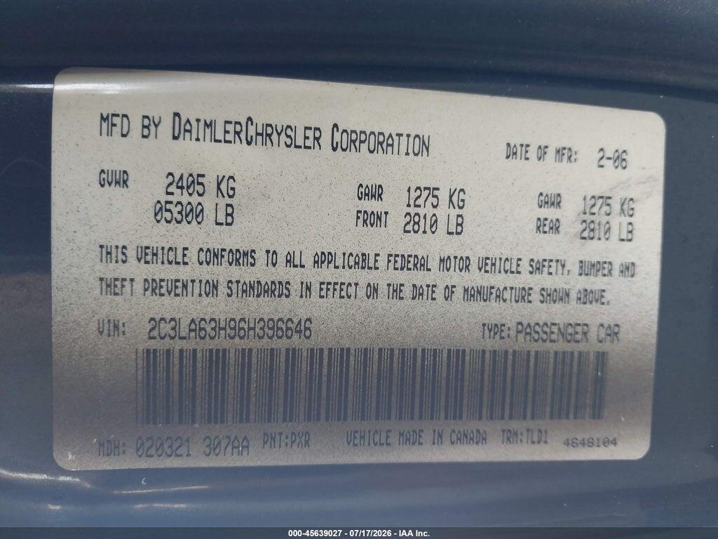 2C3LA63H96H396646 2006 CHRYSLER 300C photo no. 9