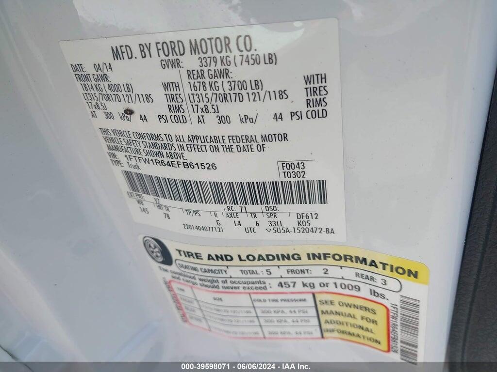 1FTFW1R64EFB61526 2014 FORD F-150 photo no. 9