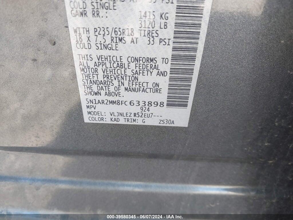 5N1AR2MM8FC633898 2015 NISSAN PATHFINDER photo no. 9