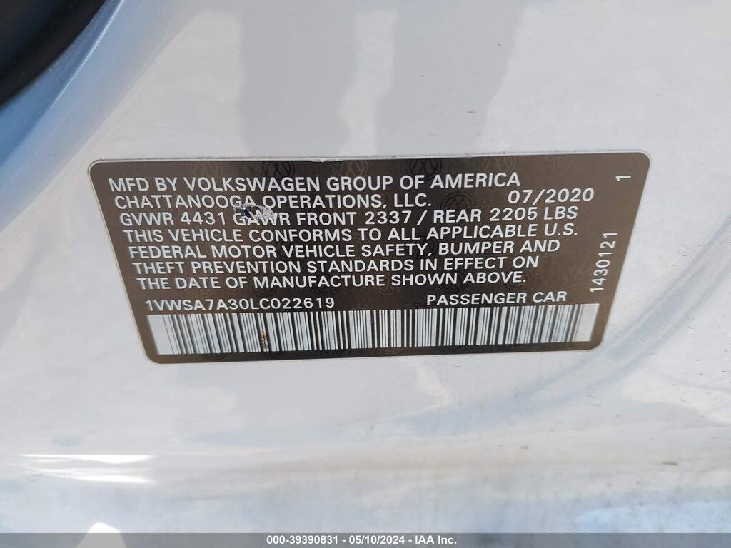 1VWSA7A30LC022619 2020 VOLKSWAGEN PASSAT photo no. 9