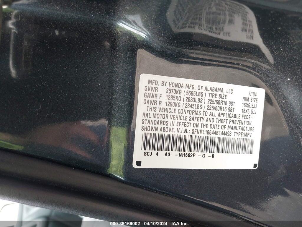 5FNRL18644B144493 2004 HONDA ODYSSEY photo no. 9