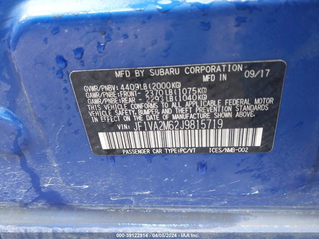 JF1VA2M62J9815719 2018 SUBARU WRX STI photo no. 9