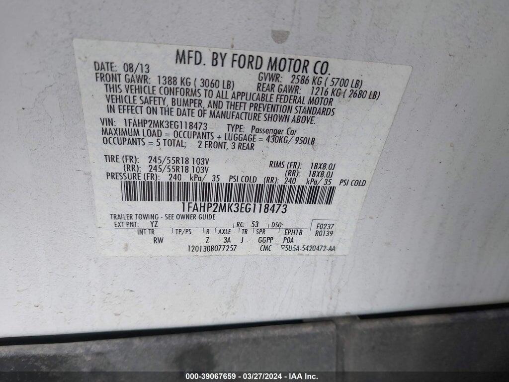 1FAHP2MK3EG118473 2014 FORD POLICE INTERCEPTOR photo no. 9