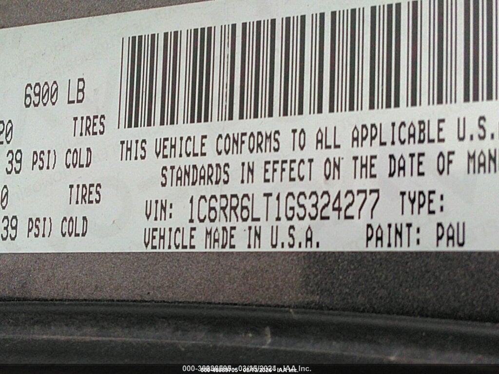 1C6RR6LT1GS324277 2016 RAM 1500 photo no. 9