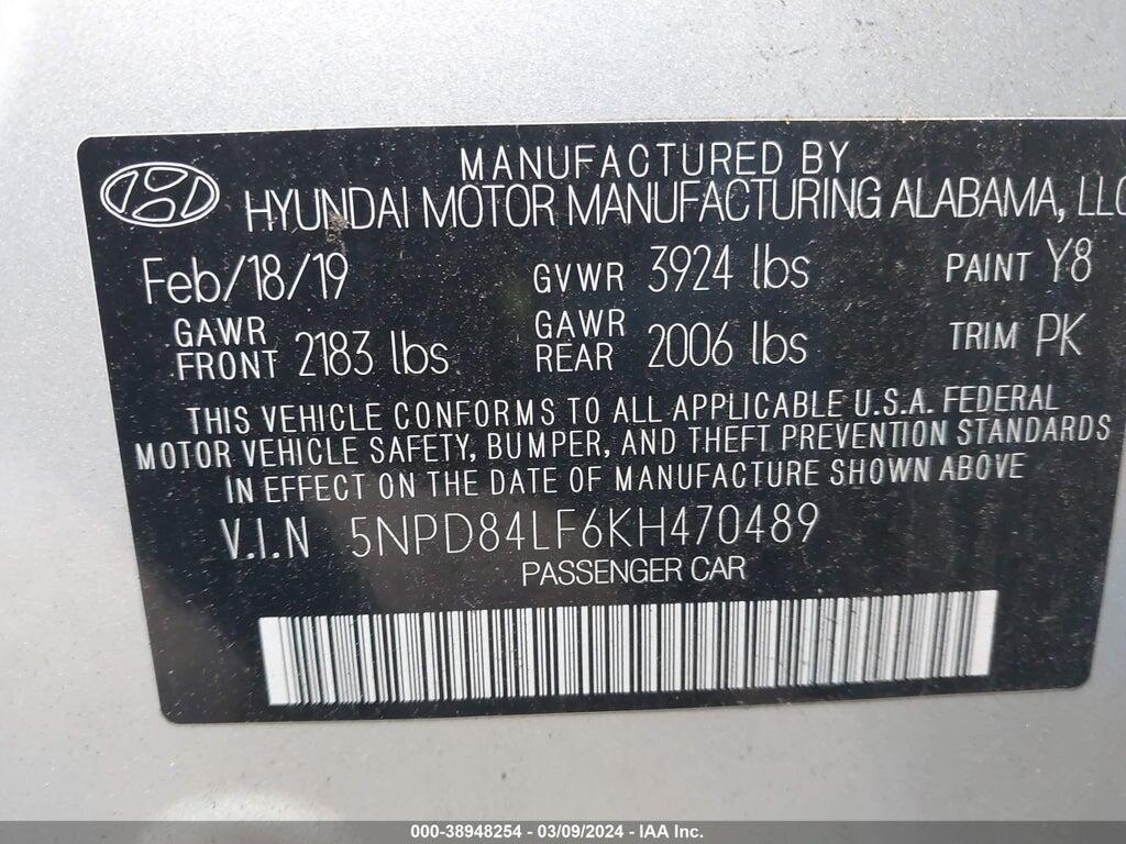 5NPD84LF6KH470489 2019 HYUNDAI ELANTRA photo no. 9