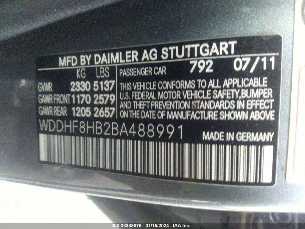WDDHF8HB2BA488991 2011 MERCEDES-BENZ E 350 photo no. 9