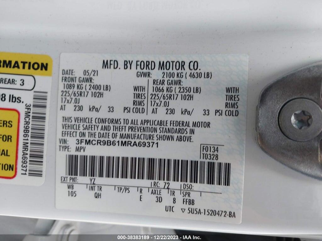 3FMCR9B61MRA69371 2021 FORD BRONCO SPORT photo no. 9
