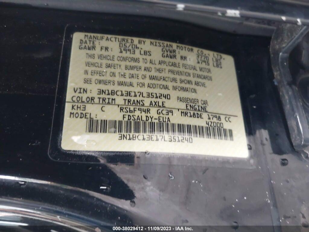 3N1BC13E17L351240 2007 NISSAN VERSA photo no. 9
