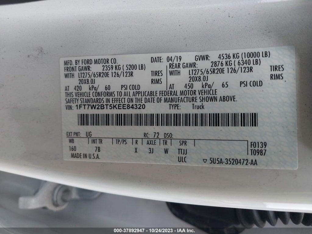 1FT7W2BT5KEE84320 2019 FORD F-250 photo no. 9