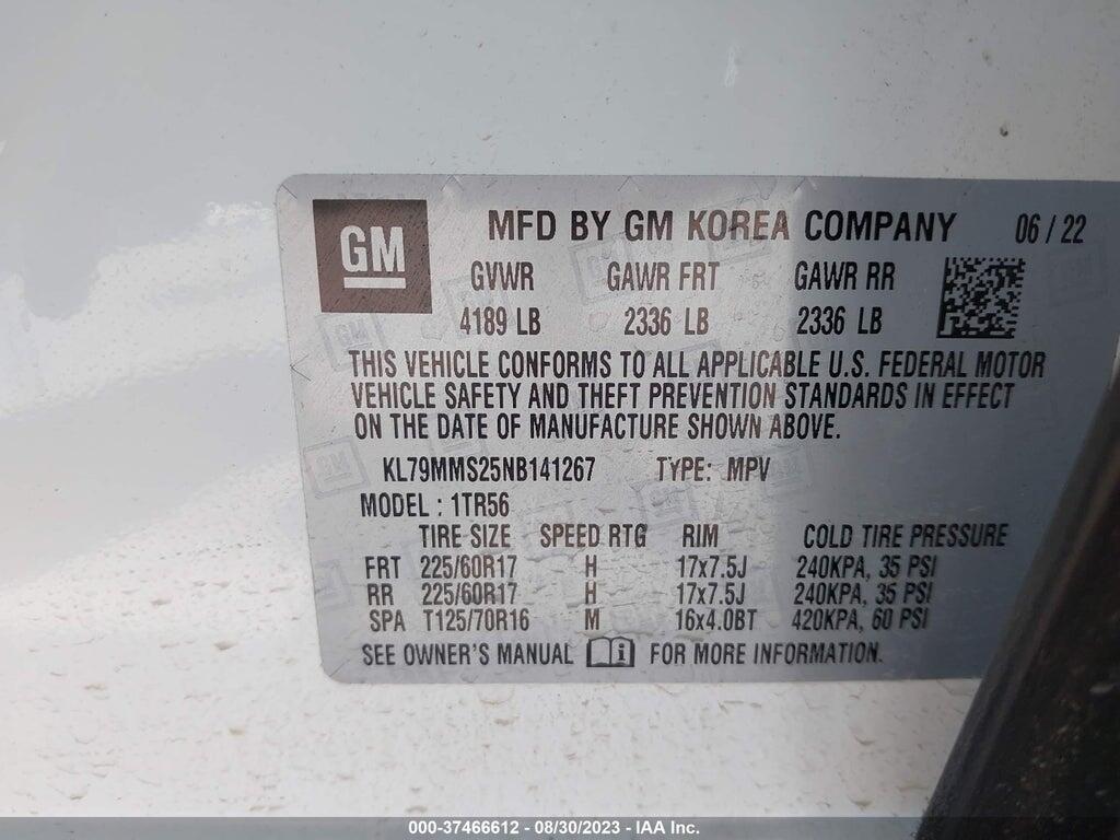 KL79MMS25NB141267 2022 CHEVROLET TRAILBLAZER photo no. 9
