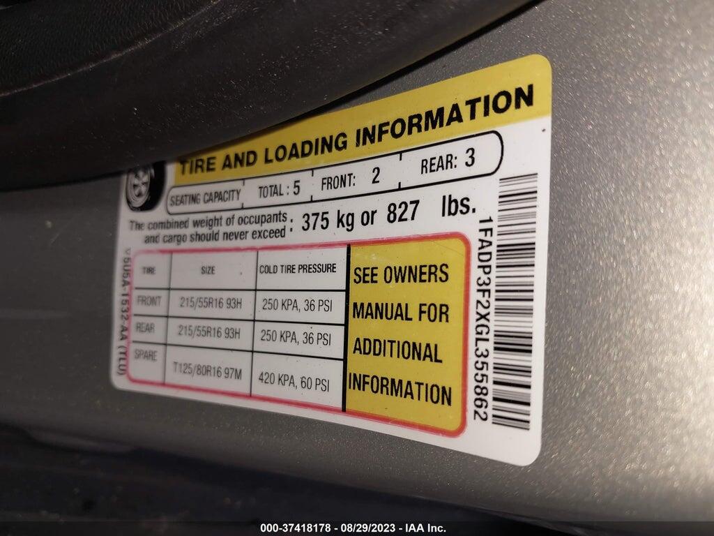 1FADP3F2XGL355862 2016 FORD FOCUS photo no. 9