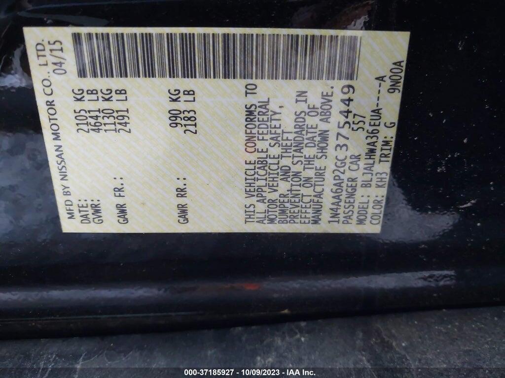 1N4AA6AP2GC375449 2016 NISSAN MAXIMA photo no. 9