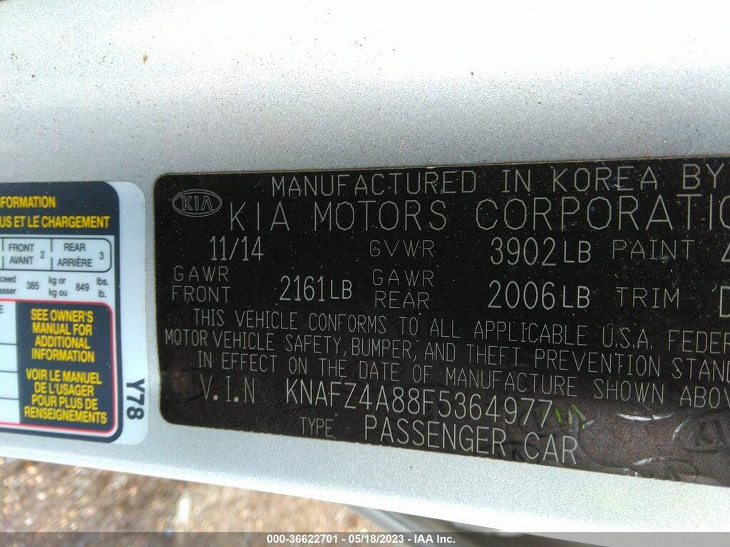 KNAFZ4A88F5364977 2015 KIA FORTE photo no. 9