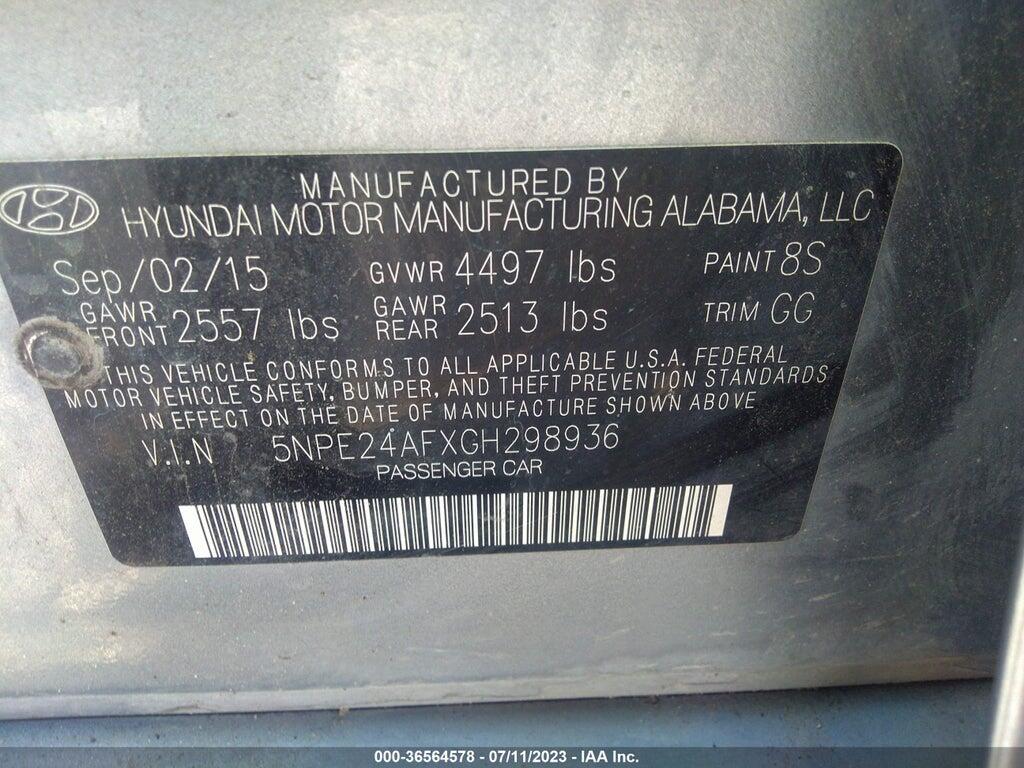 5NPE24AFXGH298936 2016 HYUNDAI SONATA photo no. 9