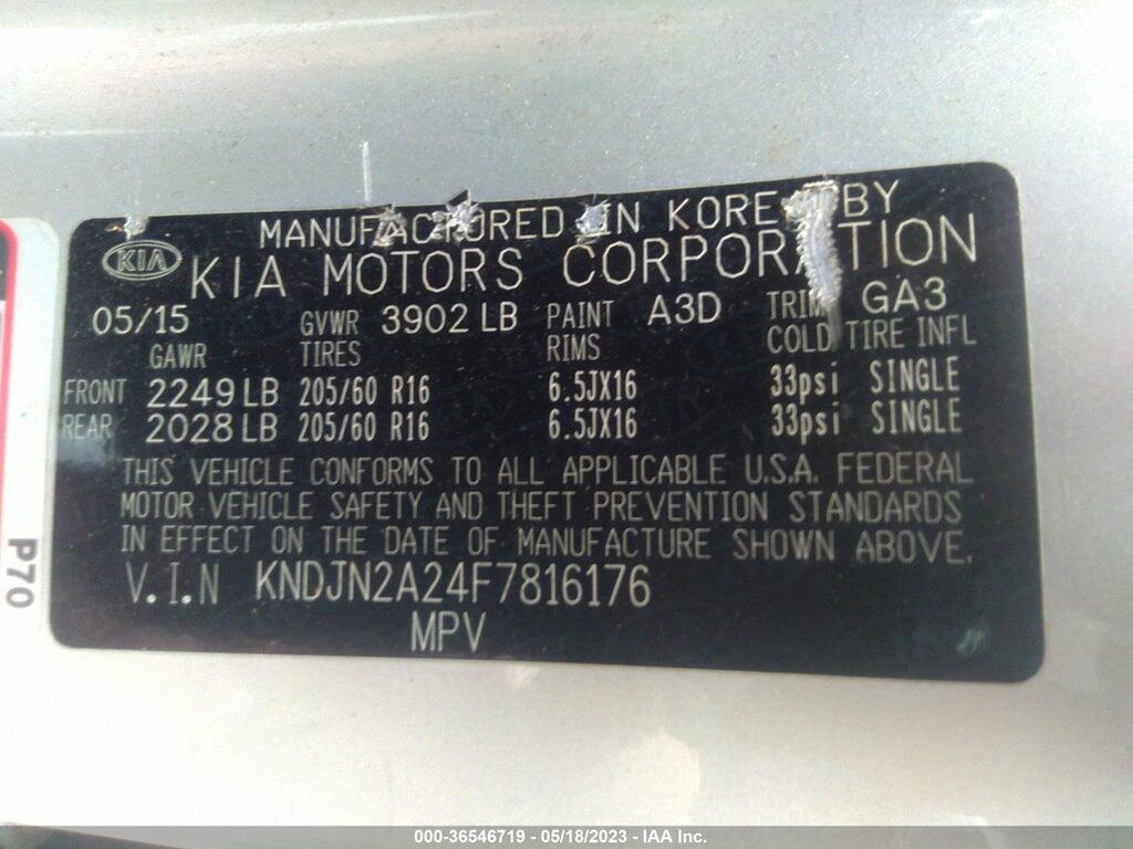 KNDJN2A24F7816176 2015 KIA SOUL photo no. 9