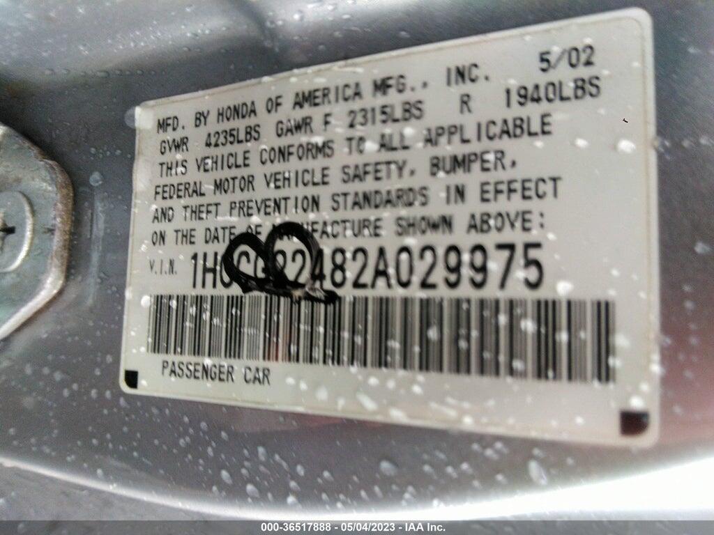 1HGCG22482A029975 2002 HONDA ACCORD CPE photo no. 9